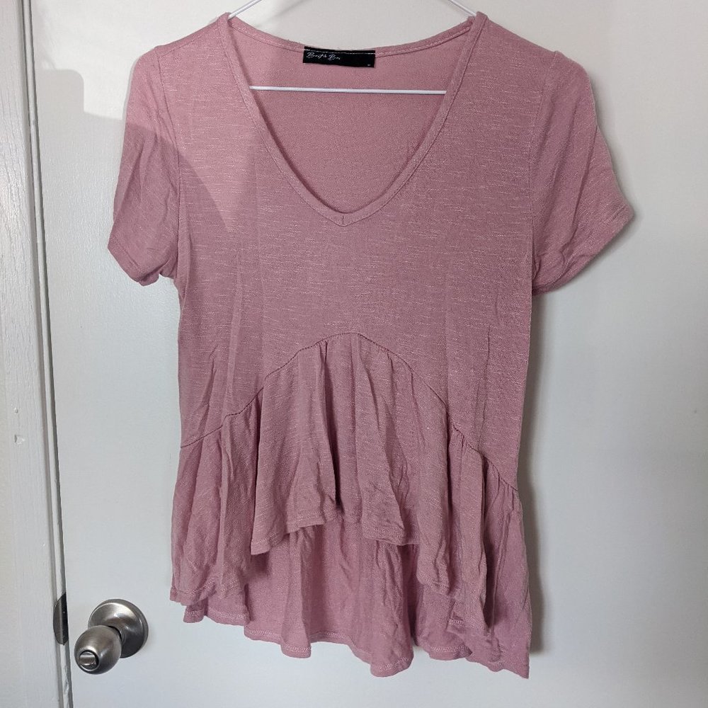 pink waterfall hemline flowy top